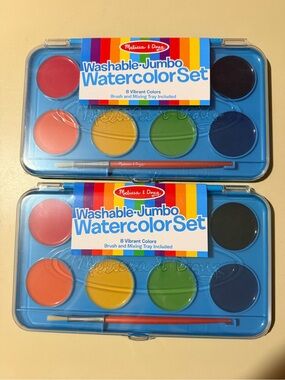 Melissa & Doug Washable Jumbo Watercolor Set - 8 Vibrant Colors (Blue Case)